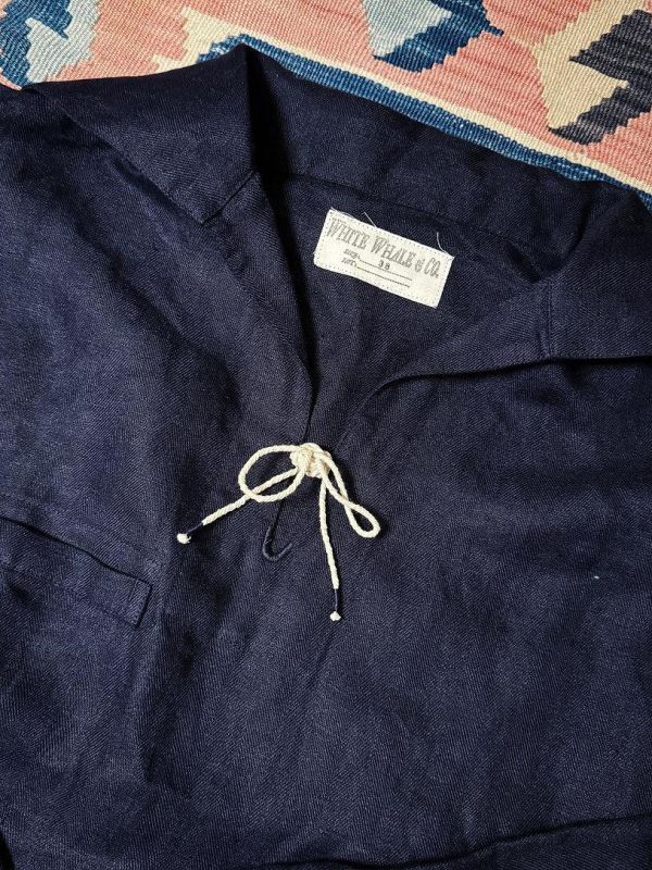 The MOBY'S Herringbone Linen Seaman Smock / Indigo 