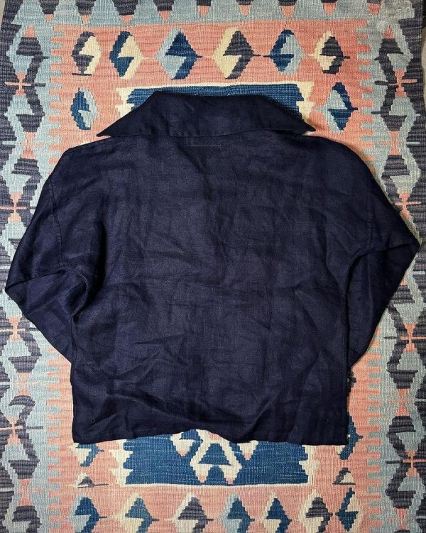 The MOBY'S Herringbone Linen Seaman Smock / Indigo 