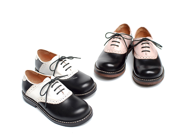 ASHLEY Vintage two-tone Saddle Oxford BLACKxWHITE 