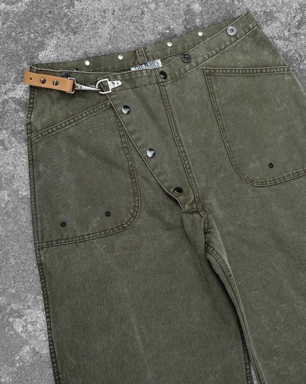 The MOBY'S Washed Heavy Canvas Fireman Pants / Military Green 