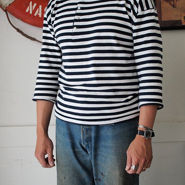 Pioneer: Gondolier Shirt（七分袖） drsole長袖,drsole 長袖,dr sole 衣服,drsole t shirt,復古條紋長袖,復古 海軍藍 條紋長袖