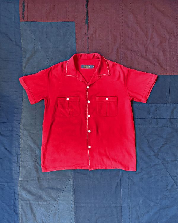 OPEN COLLAR RAYON SHIRTS, CHERRY RED 