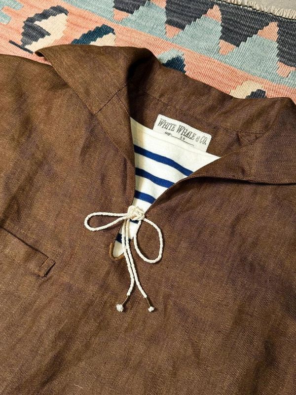 The MOBY'S Herringbone Linen Seaman Smock / Brown 