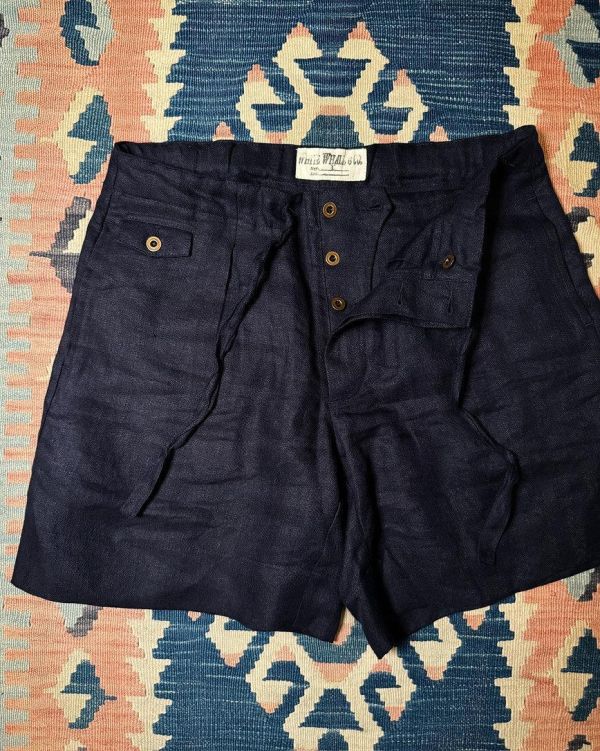 The MOBY'S Herringbone Linen Beach Shorts / Indigo 