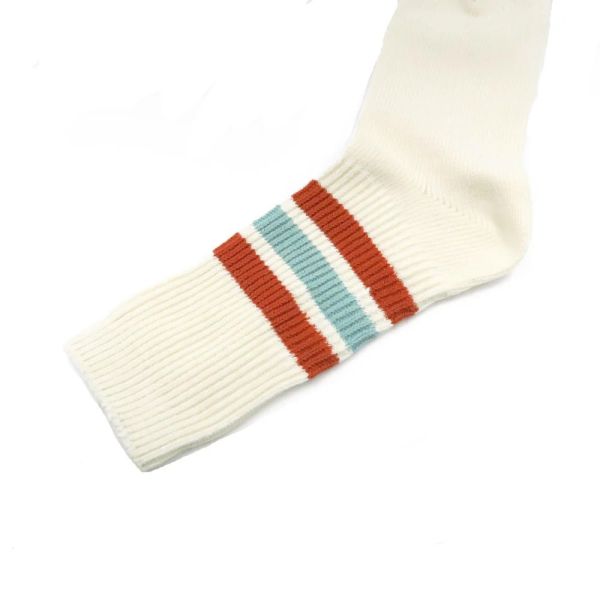 Sporty Striped Knitted Socks - Red and Blue 