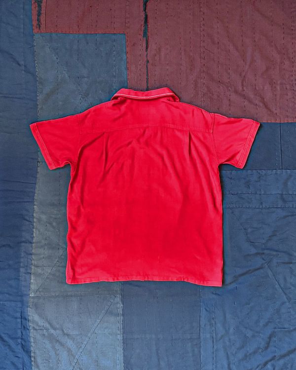 OPEN COLLAR RAYON SHIRTS, CHERRY RED 
