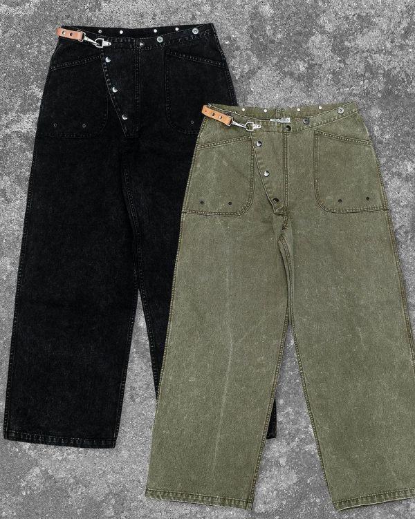 The MOBY'S Washed Heavy Canvas Fireman Pants / Faded Black 