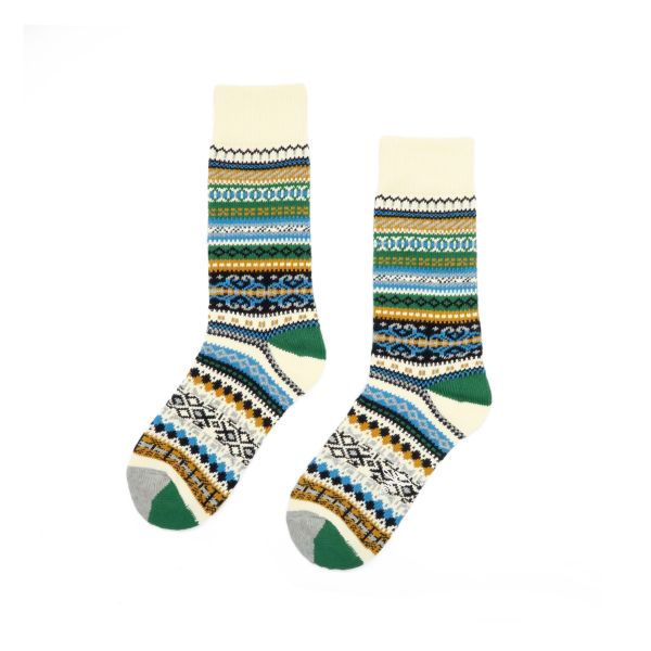 Norwegian Wood Socks - Green and White 