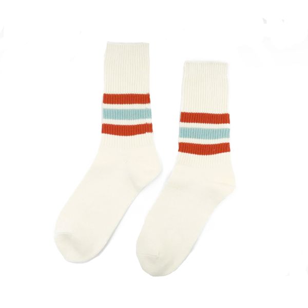 Sporty Striped Knitted Socks - Red and Blue 