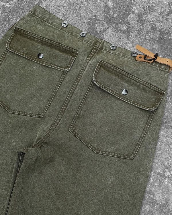 The MOBY'S Washed Heavy Canvas Fireman Pants / Military Green 