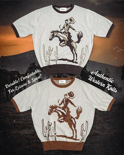 Western Cotton Knit Tee / Grey 