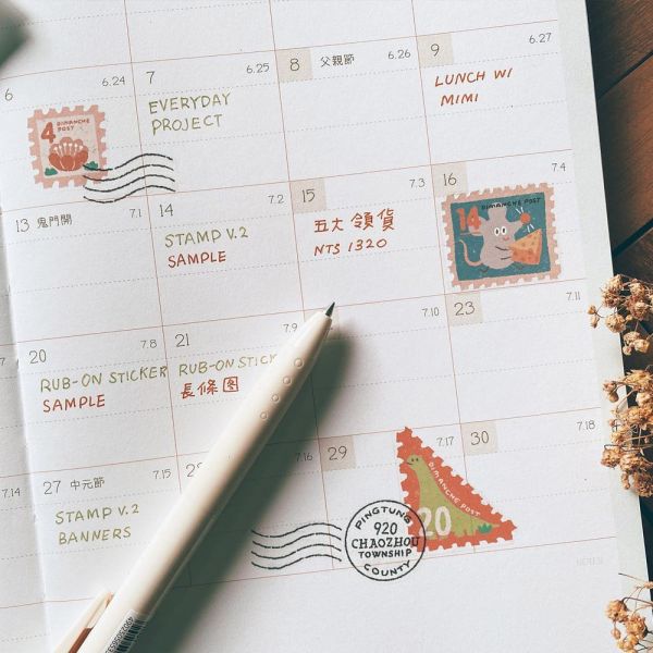 Dimanche感壓貼 [郵票v.2] Dimanche,迪夢奇,感壓,手帳,貼紙,無痕,郵票