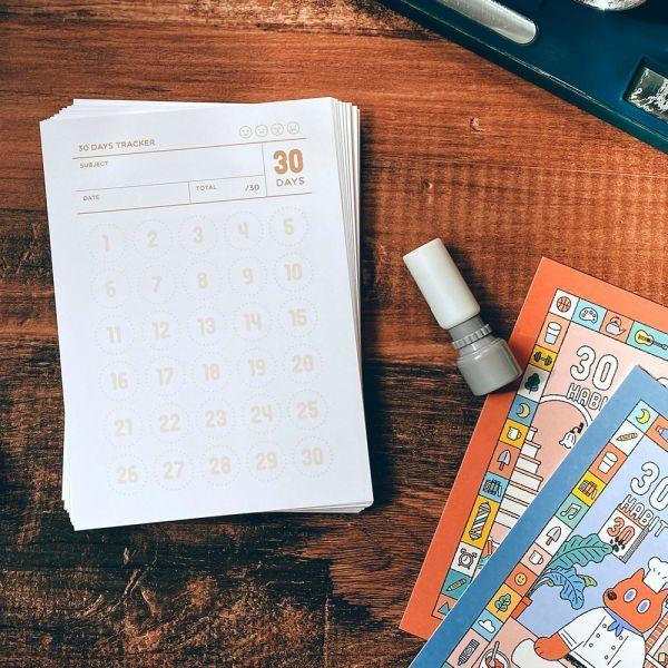 30天目標打卡紀錄表(無印章) 目標紀錄,迪夢奇,手帳,dimanche,便條紙