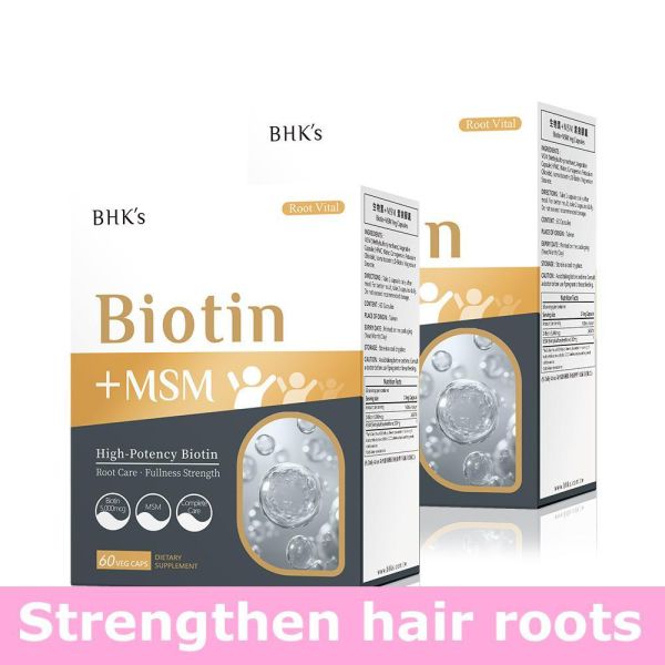 BHK's 生物素+MSM 素食胶囊 (60粒/盒) 生发要吃什么,生发,掉发,落发,雄性秃,秃头,鬼剃头,发量稀疏吃什么,头发保健食品,压力大掉发