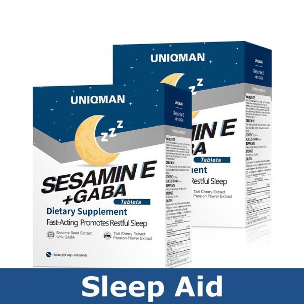 UNIQMAN Sesamin E with GABA Tablets【Sleep Aid】 Sesame E, Sesamin, Sesamolin, Insomnia, Sleep, sleep quality, Sesamin E, relieve stress, improve sleeping