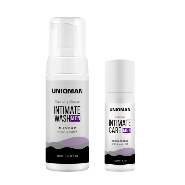 UNIQMAN Intimate Cleansing Mousse (150ml/bottle)+UNIQMAN Intimate Care Essence (30ml/bottle) 【Intimate Care】 Men's Intimate Cleansing Mousse, Men's Intimate Care Essence, Men's Intimate Wash, Intimate Odor Treatment, Men's Intimate Grooming, Best Intimate Wash for Men, Antibacterial Odor Control, Black Maca,