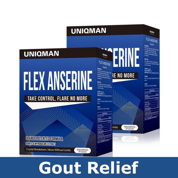 UNIQMAN Flex Anserine Capsules  (30 capsules/packet) 【Gout Relief】 Luteolin, Bromelain, Gout, Uric Acid, Purine, Inflammation