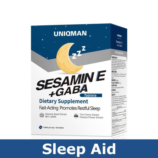 UNIQMAN Sesamin E with GABA Tablets【Sleep Aid】 Sesame E, Sesamin, Sesamolin, Insomnia, Sleep, sleep quality, Sesamin E, relieve stress, improve sleeping