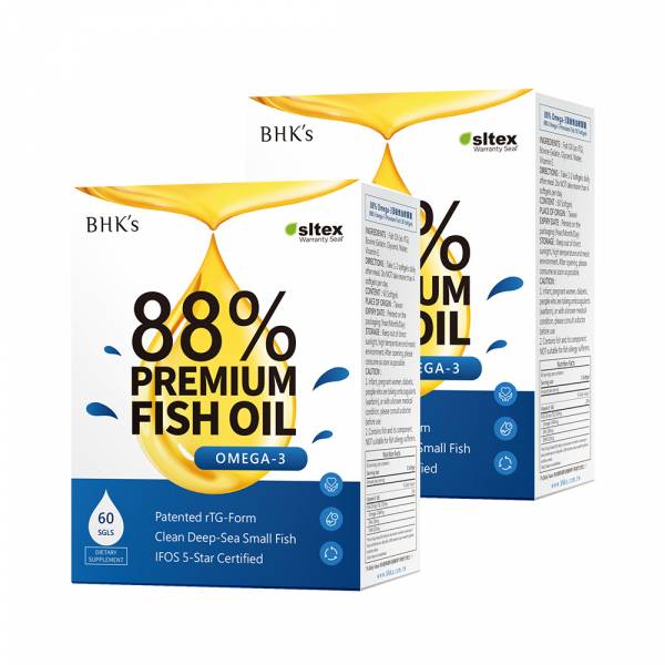 BHK's 88% Omega-3 Premium Fish Oil Softgels【Blood Circulation】 Fish oil, Omega-3, EPA, DHA, benefit of eating fish oil, efficacy, high concentration, 88%, rTG form, recommended