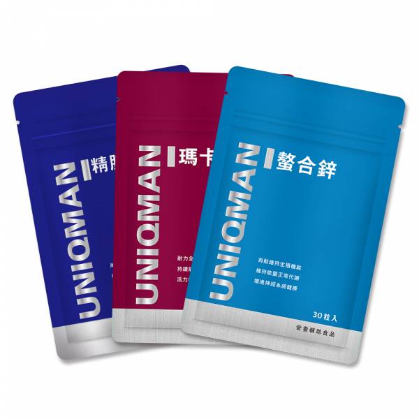 UNIQMAN Maca + Chelated Zinc Veg + L-Arginine Veg (Bundle)【Male Performance】 Maca,Zinc,L-Arginine,male supplement