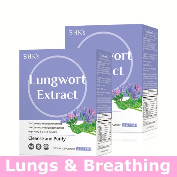 BHK's Lungwort Extract Veg Capsules【Lungs & Breathing】 Lungwort, Lung Supplements, Lung health Support ,Lung Support Dietary Supplements, Respiratory Health