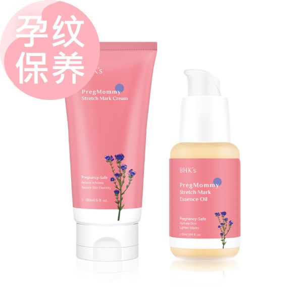 BHK's PregMommy Stretch Mark Cream (180ml/piece) + PregMommy Anti-Stretch Mark Essence Oil (50ml/bottle)【All-round Stretch Mark】 Eliminate stretch marks, cream, pregnancy oil, recommend, prevent stretch marks, obesity marks, belly massage