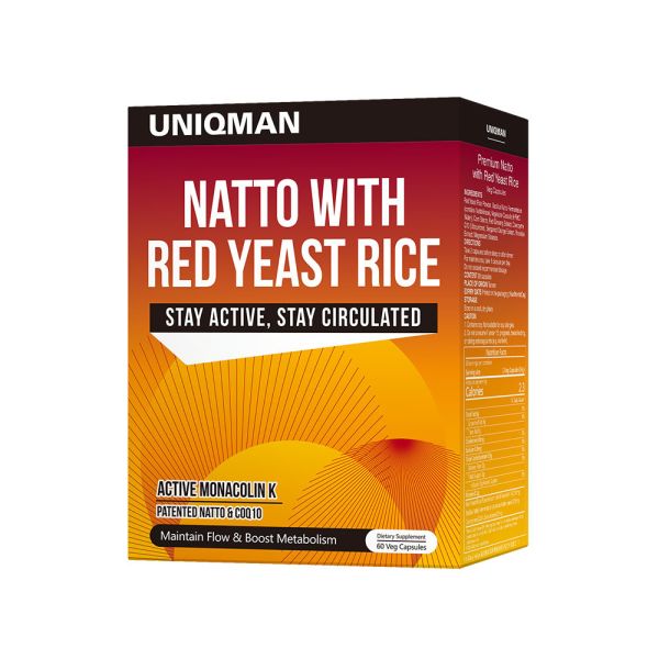 UNIQMAN Natto with Red Yeast Rice Veg Capsules (60 capsules/packet)【Stabilize BP Level 】 