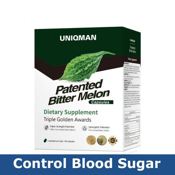 UNIQMAN Patented Bitter Melon Veg Capsules (60 capsules/packet) x 5 packets【Control Blood Sugar】 Blood Sugar, glycemic control, glucose control, bitter melon, balck garlic, celenium yeast, zinc yeast, bitter gourd