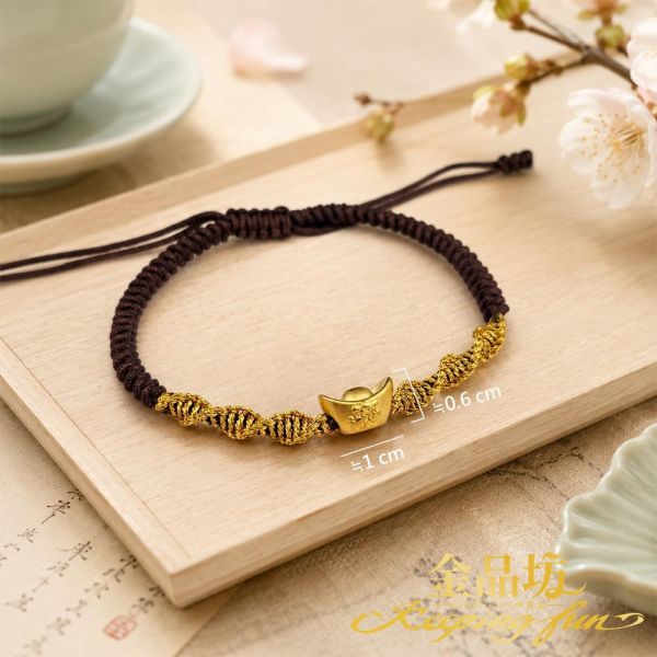 黃金手鍊招財進寶金元滿盈手繩 0.12錢±0.03 金品坊,純金999.9,黃金,黃金串珠手鍊,純金串珠手鍊
