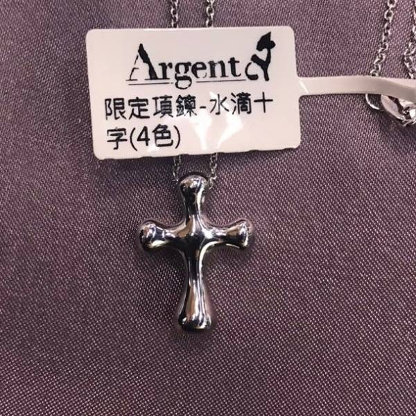 限定項鍊「水滴十字(白K金)」配1.5mm鍊 