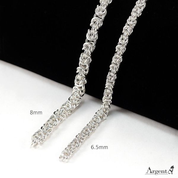 「拜占庭」999純銀重磅手工項鍊 (6.5mm/8mm)｜硬派風格 2.5-3.8兩｜Argent安爵銀飾 拜占庭銀鍊, 手工純銀項鍊, 999足銀單鍊, 重磅銀鍊, 男生粗銀鍊推薦, 手工拜占庭鍊, 霸氣銀飾, Argent安爵