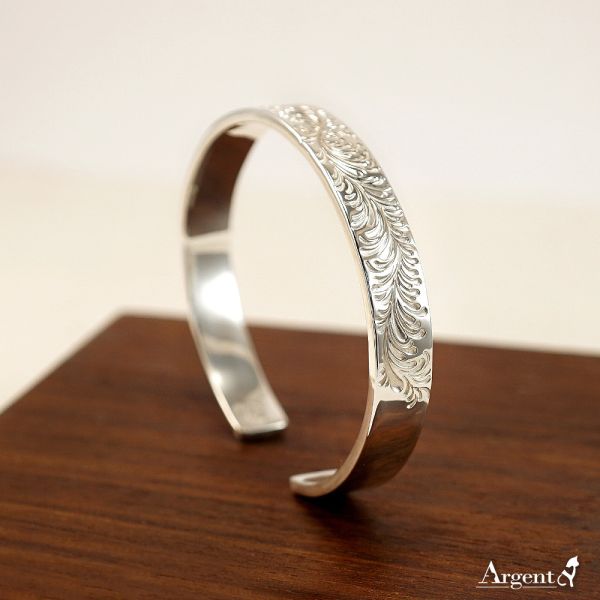 「唐草手環(單面圖/寬8mm)」純銀手環系列推薦(可加購刻字) 唐草手環