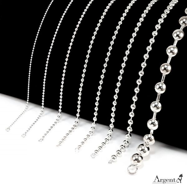 純銀單鍊-珠珠鍊(1.5mm/2mm/2.5mm/3mm/3.6mm/4mm/5mm/10mm)24吋(約60公分)|銀項鍊推薦(單條價) 銀珠珠鍊