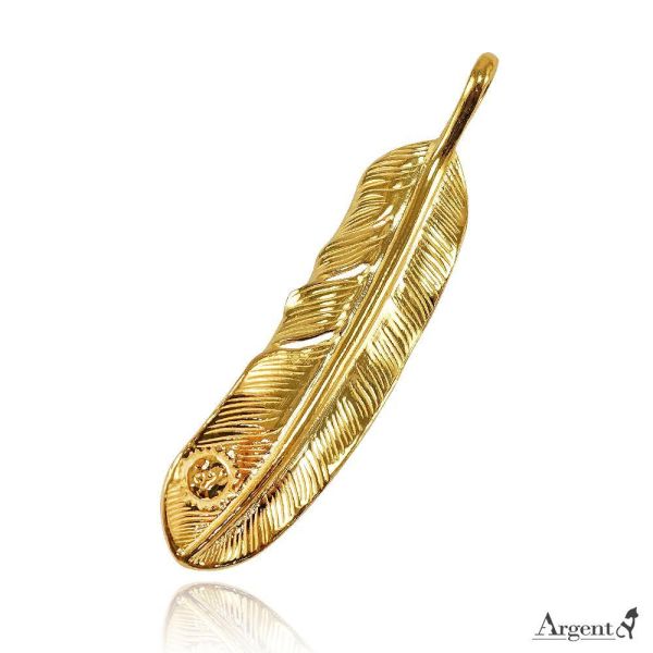 「佑翼(大)」9999純金重磅墜飾｜手工雕刻印地安羽毛風格大氣6.7cm (單墜價)－依照時價實重計算請勿直接下單請洽客服 純金墜飾,9999純金羽毛,足金羽毛墜子,印地安風金飾,手工雕刻金飾,黃金羽毛墜影,潮流金銀混搭,安爵訂製珠寶,高階保值精品,安爵銀飾
