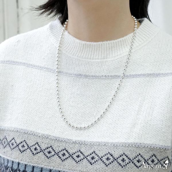 純銀單鍊-珠珠鍊(1.5mm/2mm/2.5mm/3mm/3.6mm/4mm/5mm/10mm)24吋(約60公分)|銀項鍊推薦(單條價) 銀珠珠鍊