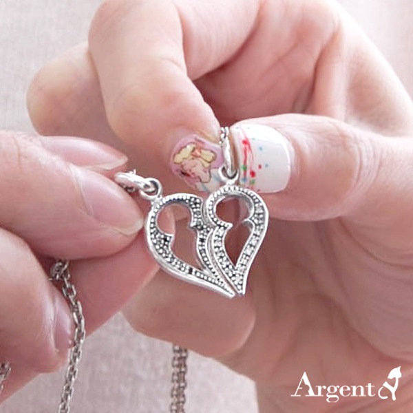 心戀組合情人純銀對鍊銀飾|情侶對鍊推薦(一對價)拼起來是愛心造型 對鍊推薦