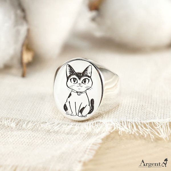 常見訂做-印章戒(橢圓形.寬版.直式)-單面刻圖-純銀戒指｜925銀飾戒指推薦 側面可加購刻字(可當冠軍戒.期班戒.畢業紀念戒.封蠟戒.火漆戒) 雷射雕刻戒指,企業紀念印章戒,篆刻銀戒