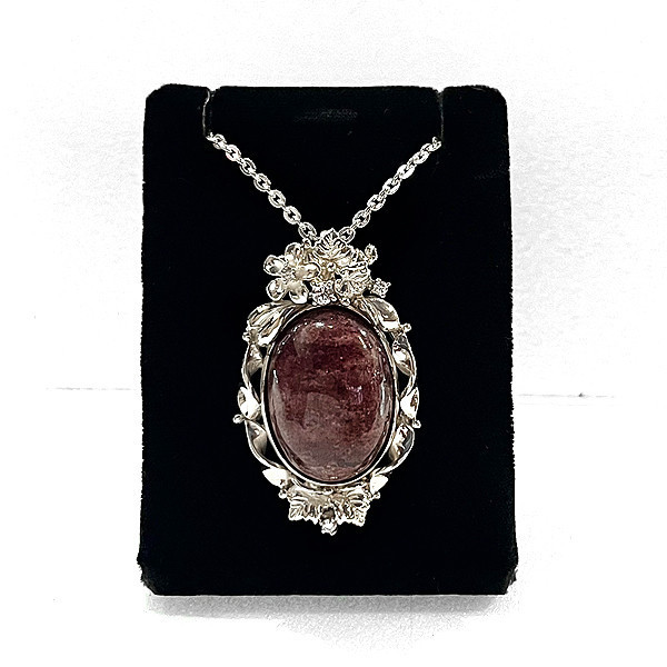 (限)花鑽草邊(草莓晶) 2.5mm銀鍊|寶石項鍊 