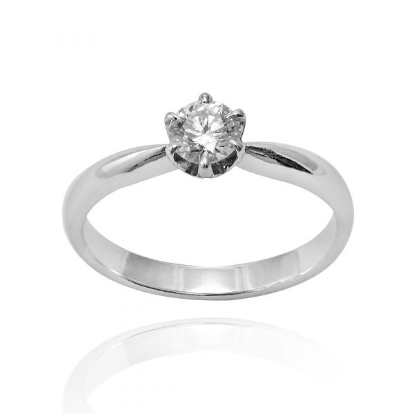 「永恆的愛(白鑽)(銀鍍白K金)」(30分/4.4mm鑽)造型彩鑽鑲嵌純銀戒指|戒指推薦 告白求婚戒指推薦