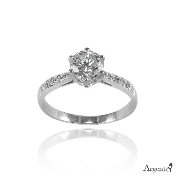 「永恆唯一」左右排鑽造型鑲嵌鑽純銀戒指|戒指推薦 求婚戒指