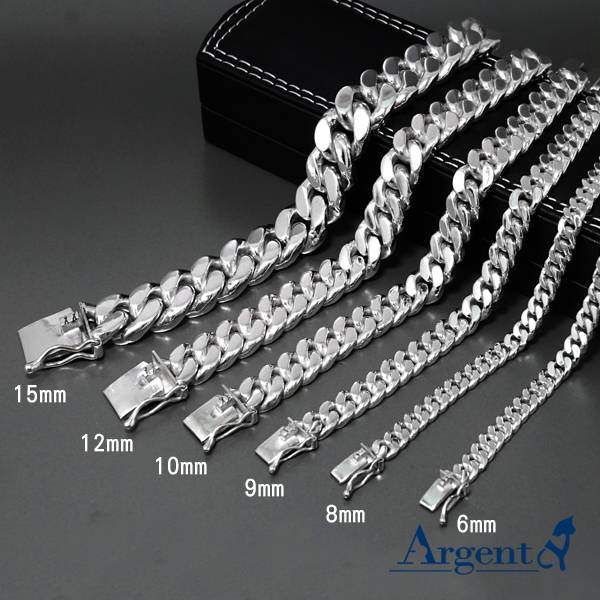 純銀單手鍊-6.5mm「扁鍊(6.5mm)(盒子叩頭)」復古馬鞭鍊-經典系列純銀手鍊|925銀飾(細6.5mm)約18公分(含叩頭) 馬鞭手鏈