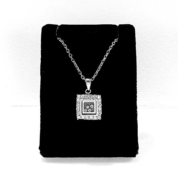 限定項鍊「鑽中鑽(銀鍍白K金)」配2mm鍊 