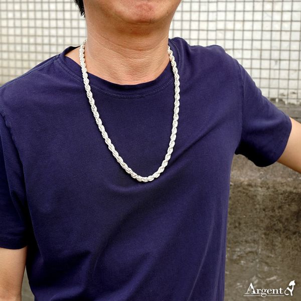 單鍊「編繩（手工麻花鍊）」24吋(約60cm)純銀項鍊|999純銀單鍊推薦(單條價) 純銀單項鍊推薦