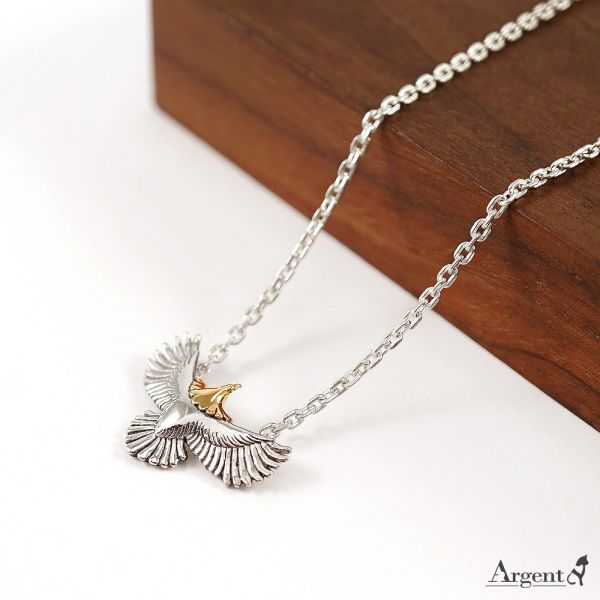 「鷹之霸主-迷你(18K金頭)」老鷹造型動物雕刻純銀墜|印地安系列推薦(單墜價) 老鷹項鍊