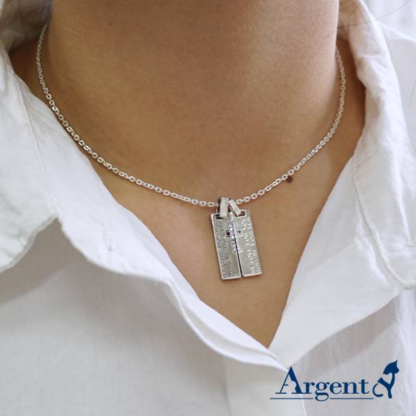 天生伴侶情人純銀對鍊|情侶對鍊推薦(一對價)拼起來中間是十字架 對鍊推薦