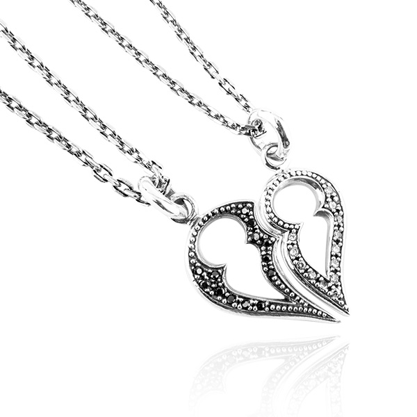 心戀組合情人純銀對鍊銀飾|情侶對鍊推薦(一對價)拼起來是愛心造型 對鍊推薦