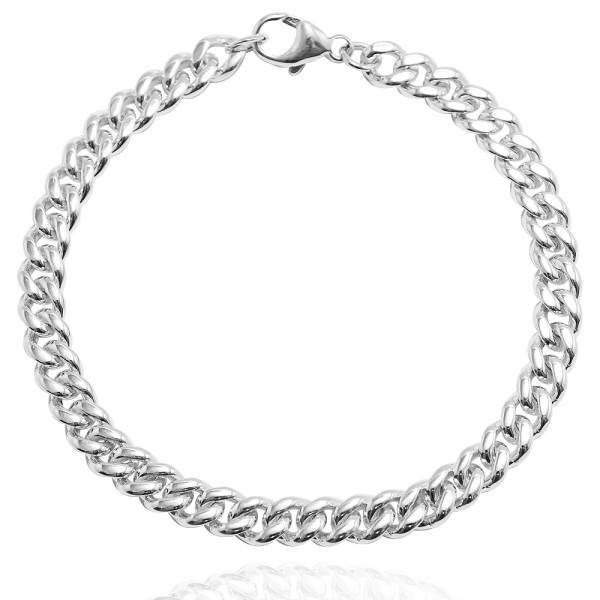 純銀單手鍊-「扁鍊(4.6mm)(問號叩頭)」復古馬鞭鍊-經典系列純銀手鍊|925銀飾 古巴鍊