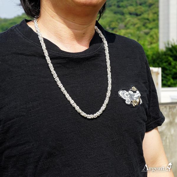 「拜占庭」999純銀重磅手工項鍊 (6.5mm/8mm)｜硬派風格 2.5-3.8兩｜Argent安爵銀飾 拜占庭銀鍊, 手工純銀項鍊, 999足銀單鍊, 重磅銀鍊, 男生粗銀鍊推薦, 手工拜占庭鍊, 霸氣銀飾, Argent安爵