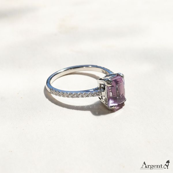 「一生摯愛(方鑽款)」左右排鑽造型鑲嵌鑽純銀戒指|戒指推薦 求婚戒指