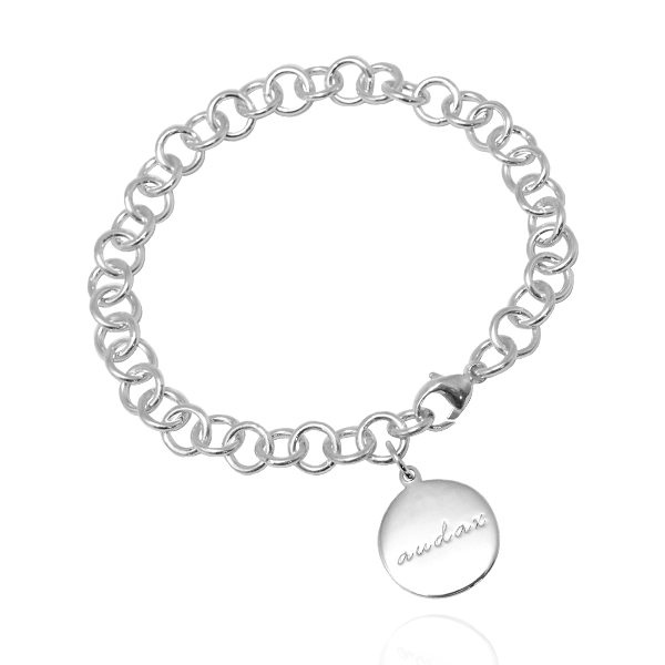 「小圓牌(單面刻字)(手工圓鍊6.5mm)」雷射刻字純銀手鍊銀飾|客製化手鍊(含單面刻字價) 客製化手鍊
